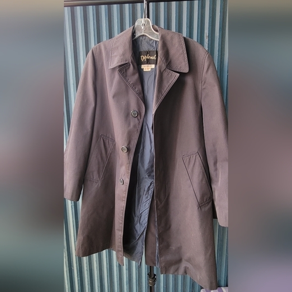 Vintage Diplomat Mens Grey/Black Trench Coat  Outerwear Overcoat 38 Short Hood - Picture 6 of 15